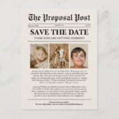 Funny Einziges Zeitungs-Foto Hochzeit retten das D Postkarte (Vorderseite)