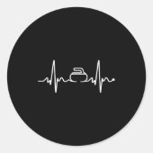 Funny Ekg Heartbeat Love Curling White Curling Fan Runder Aufkleber (Vorderseite)