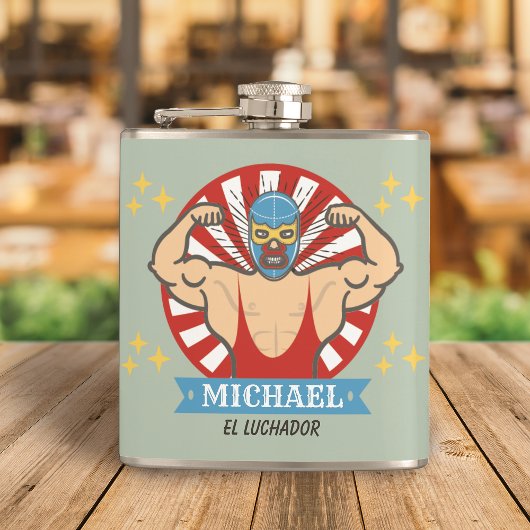 Funny El Luchador Mexican Lucha Libre Tequila Flachmann