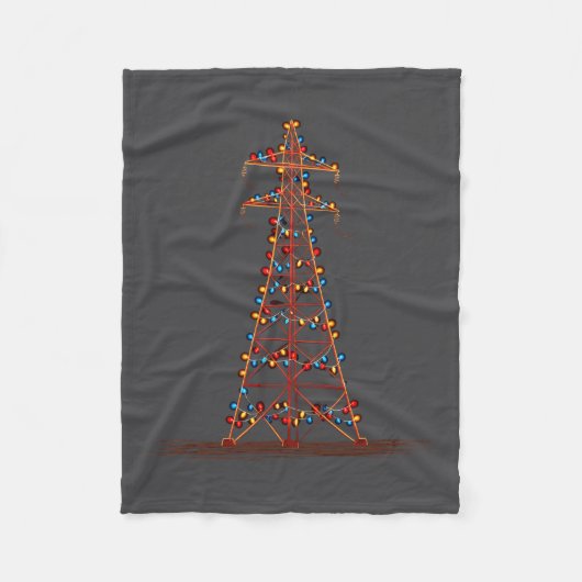 Funny Electric Pylon Christmas Graphics Lights Lov Fleecedecke (Vorderseite)