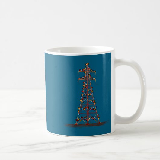Funny Electric Pylon Christmas Graphics Lights Lov Kaffeetasse (Rechts)