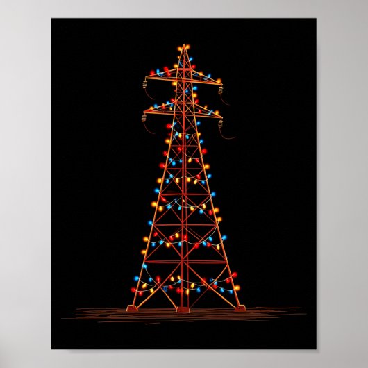 Funny Electric Pylon Christmas Graphics Lights Lov Poster (Vorne)
