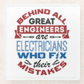 Funny Electrical Fix Mistakes Sarcastic Sprichwort Glasuntersetzer (Vorderseite)