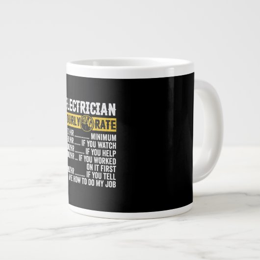 Funny Electrician Apparel, Stundenrennen Männer Jumbo-Tasse (Vorderseite Rechts)