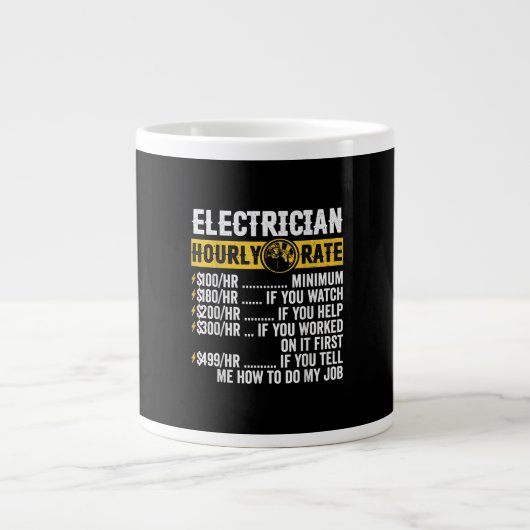 Funny Electrician Apparel, Stundenrennen Männer Jumbo-Tasse (Vorderseite)