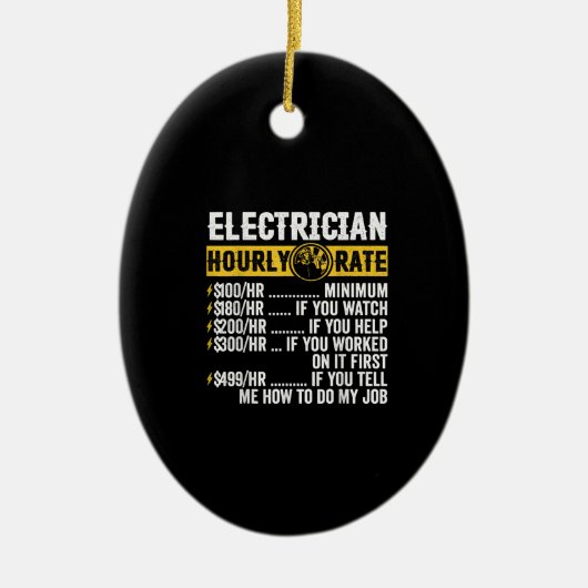 Funny Electrician Apparel, Stundenrennen Männer Keramik Ornament (Vorne)