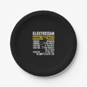 Funny Electrician Bekleidung, Stundenzahl Männer Pappteller (Vorderseite)