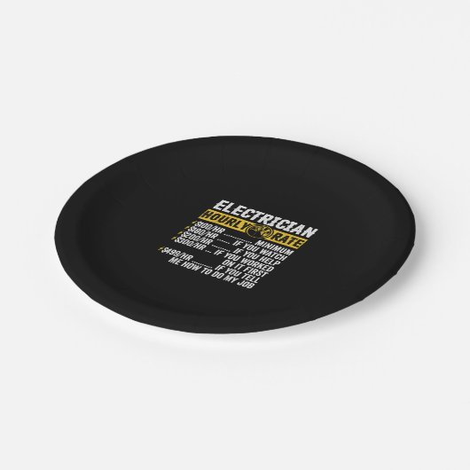 Funny Electrician Bekleidung, Stundenzahl Männer Pappteller (Schrägansicht)
