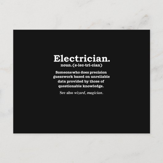 Funny Electrician Definition Abschluss Postkarte (Vorderseite)