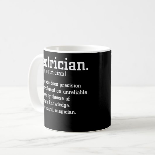 Funny Electrician Definition Electric Cable Kaffeetasse (Vorderseite Links)