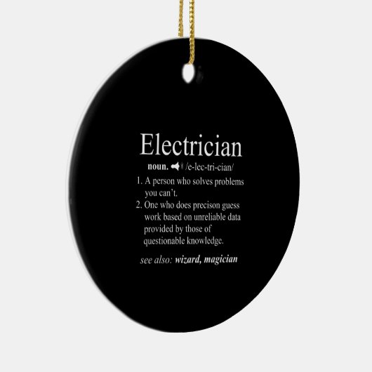 Funny Electrician Definition Electrical Engineer Keramik Ornament (Rechts)