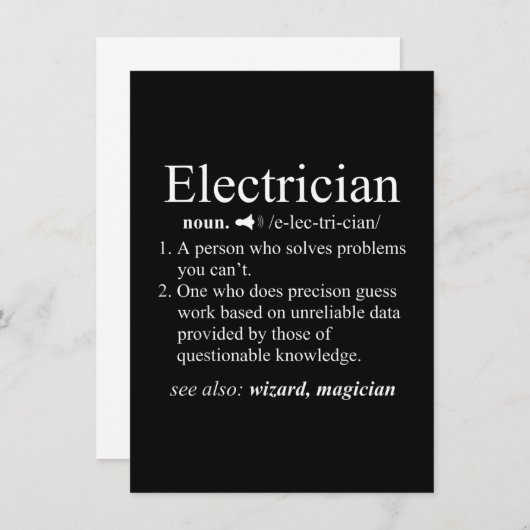 Funny Electrician Definition Electrical Engineer Mitteilungskarte (Vorne/Hinten)