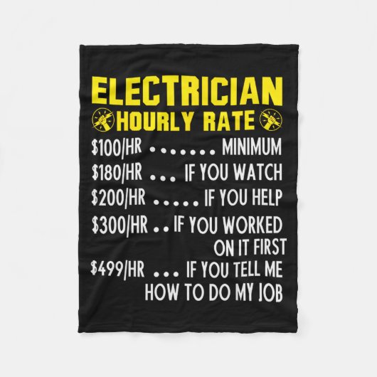 Funny Electrician Hourly Rate Pricing Chart Fleecedecke (Vorderseite)