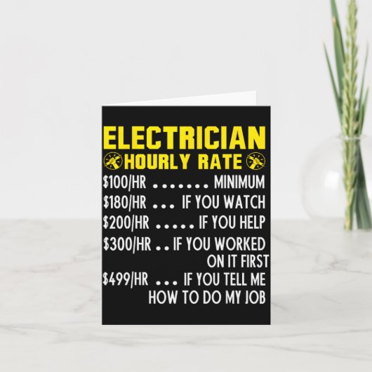 Funny Electrician Hourly Rate Pricing Chart  Karte (Vorderseite)