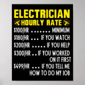 Funny Electrician Hourly Rate Pricing Chart  Poster (Vorne)
