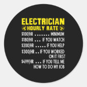 Funny Electrician Hourly Rate Pricing Chart  Runder Aufkleber (Vorderseite)