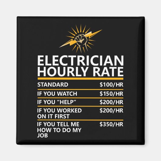 Funny Electrician Hourly Rate Table Humor Gift Magnet (Vorne)