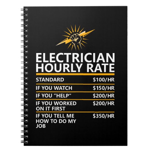 Funny Electrician Hourly Rate Table Humor Gift Notizblock (Vorderseite)