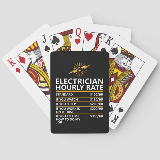 Funny Electrician Hourly Rate Table Humor Gift Spielkarten (Rückseite)