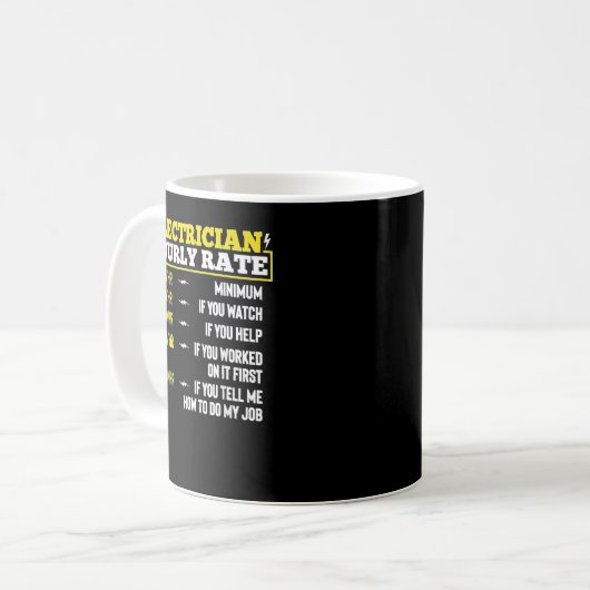 Funny Electrician Men Electrician Stundensatz Elec Kaffeetasse (Vorderseite Links)