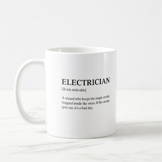 Funny Electrician Technical Meaning Description Kaffeetasse (Links)