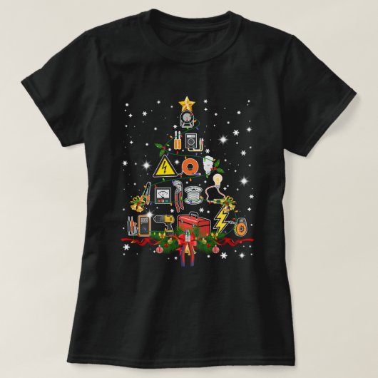 Funny Electrician Weihnachtsbaum Matching Familie  T-Shirt (Design vorne)