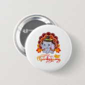 Funny Elefant Türkei glücklich Thanksgiving Button (Vorne & Hinten)