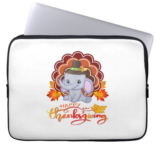 Funny Elefant Türkei glücklich Thanksgiving Laptopschutzhülle (Vorderseite)
