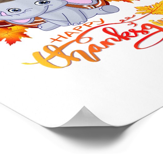 Funny Elefant Türkei glücklich Thanksgiving Poster (Ecke)