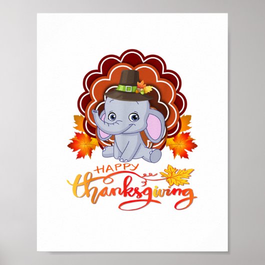 Funny Elefant Türkei glücklich Thanksgiving Poster (Vorne)