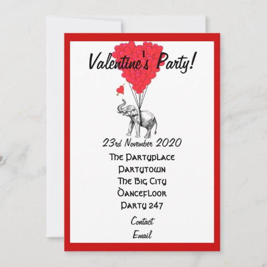 Funny Elefant Valentines Party Einladung (Vorderseite)