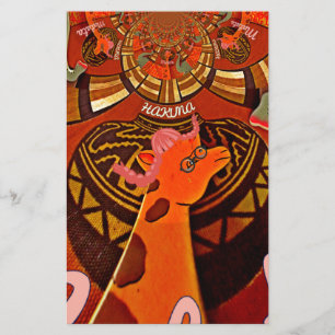 Funny Elegant Giraffe Accessorized African Style Briefpapier