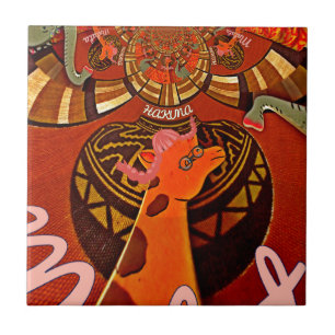 Funny Elegant Giraffe Accessorized African Style Fliese