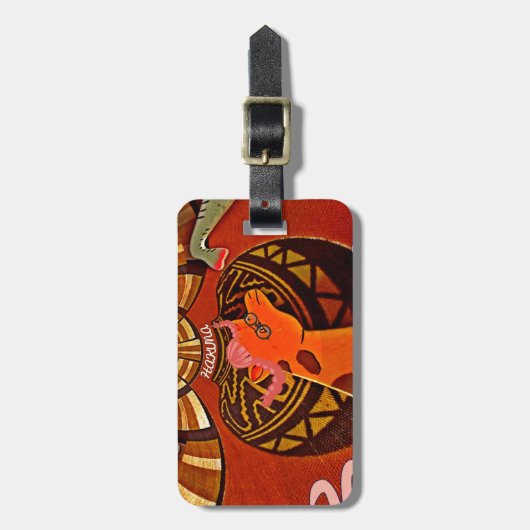 Funny Elegant Giraffe Accessorized African Style Gepäckanhänger (Vorderseite vertikal)