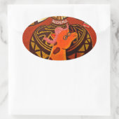 Funny Elegant Giraffe Accessorized African Style Ovaler Aufkleber (Tasche)