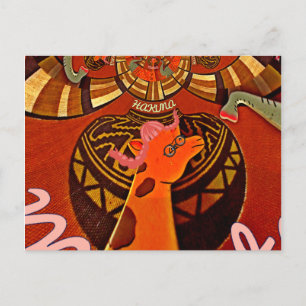 Funny Elegant Giraffe Accessorized African Style Postkarte