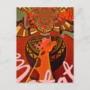 Funny Elegant Giraffe Accessorized African Style Postkarte