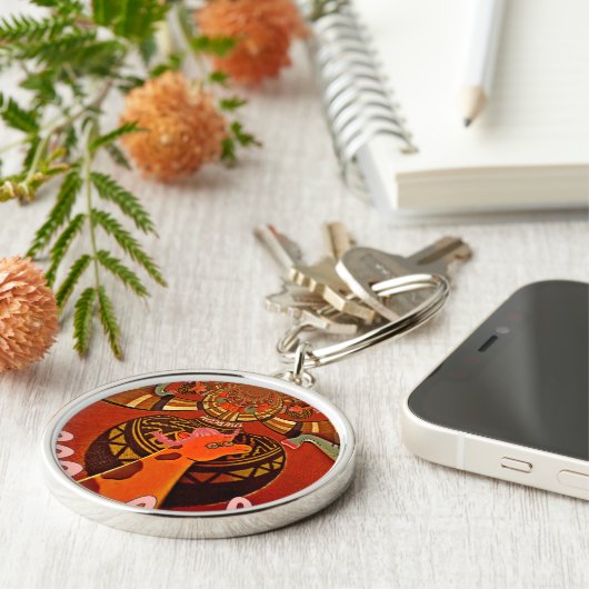 Funny Elegant Giraffe Accessorized African Style Schlüsselanhänger (Seite)