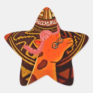 Funny Elegant Giraffe Accessorized African Style Stern-Aufkleber