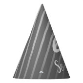 Funny Elegant Gray Stripe Pattern Man 60 Geburtsta Partyhütchen (Links)