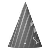 Funny Elegant Gray Stripe Pattern Man 70 Geburtsta Partyhütchen (Links)