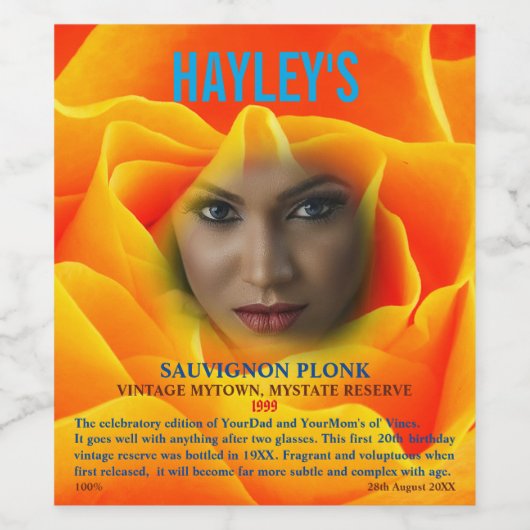 Funny Elegant Personalisiert Geburtstag Weinetikett (Einzelnes Label)