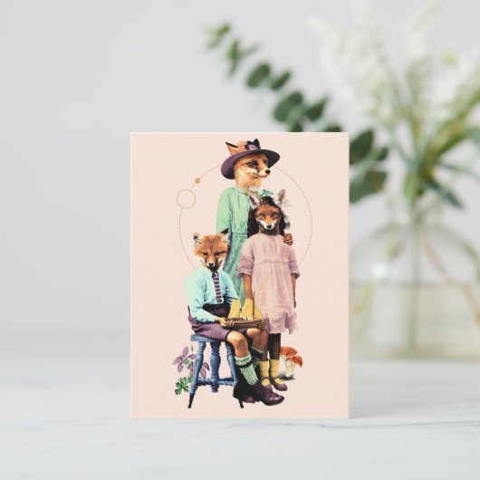 Funny Elegant Red Fox Family Postkarte (Stehend Vorderseite)