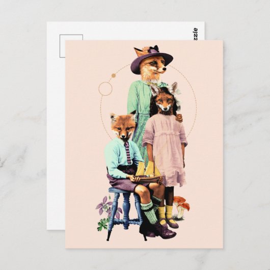 Funny Elegant Red Fox Family Postkarte (Vorne/Hinten)