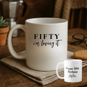 Funny Elegant Simple Ich liebe es 50. Geburtstag Kaffeetasse