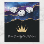 Funny Elegante Dice Crown Bunco Queen Weinetikett (Einzelnes Label)