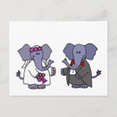 Funny Elephant Briand Groom Wedding Design Postkarte (Vorderseite)