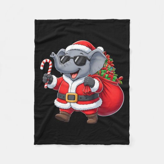 Funny Elephant Christmas Santa Outfit Xmas Boys Gi Fleecedecke (Vorderseite)
