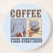 Funny Elephant Coffee behebt alles Cartoon Getränkeuntersetzer (Vorne)
