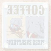 Funny Elephant Coffee behebt alles Cartoon Glasuntersetzer (Rückseite)